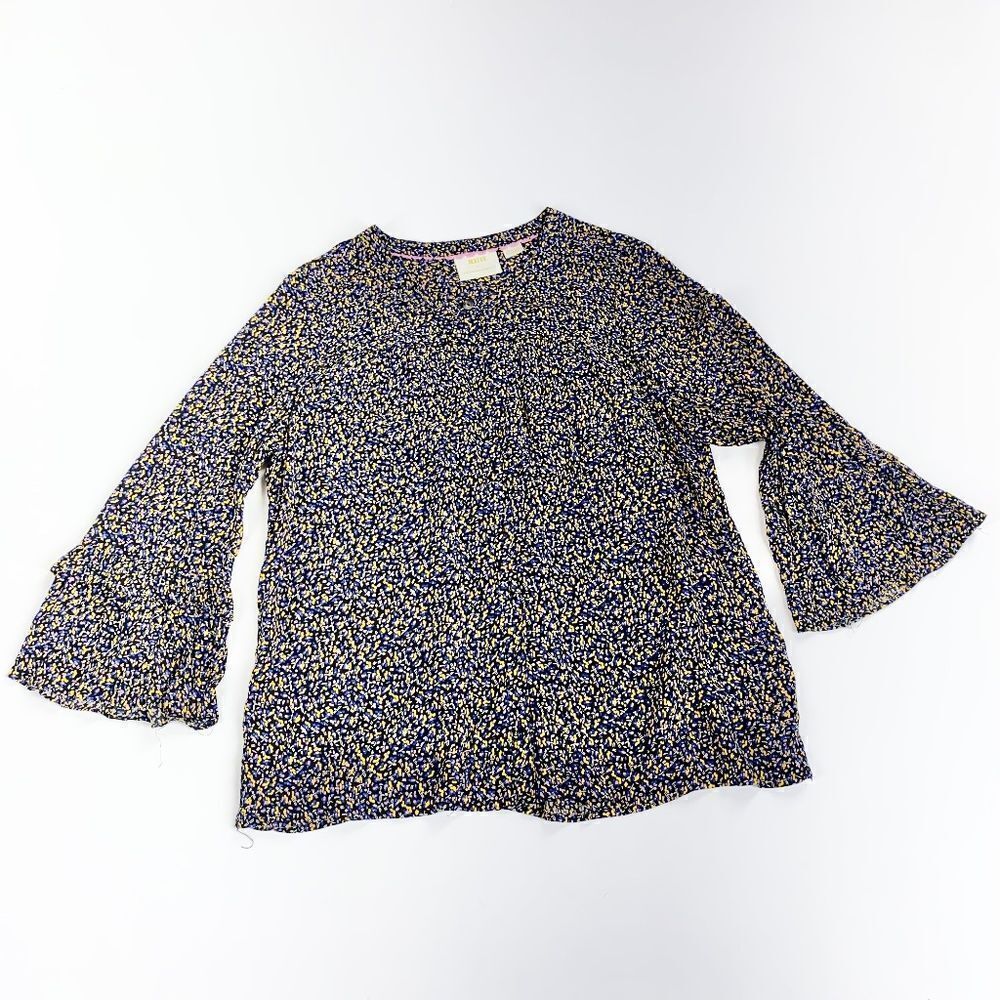 Anthropologie Maeve bell sleeve button up floral pattern blouse top M
